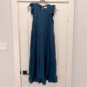 Blue Cotton Cheesecloth Maxi Dress